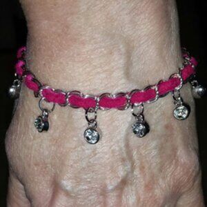 TDD Custom Made One Size Fits Most Magenta Suede Leather Bracelet